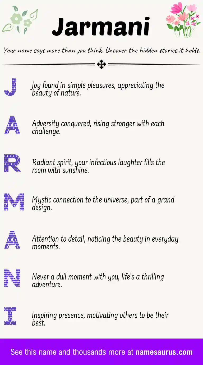 Acrostic poem about Jarmani.