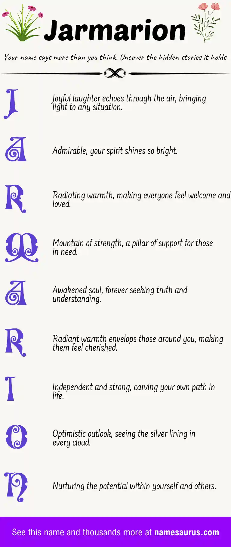 Acrostic poem about Jarmarion.