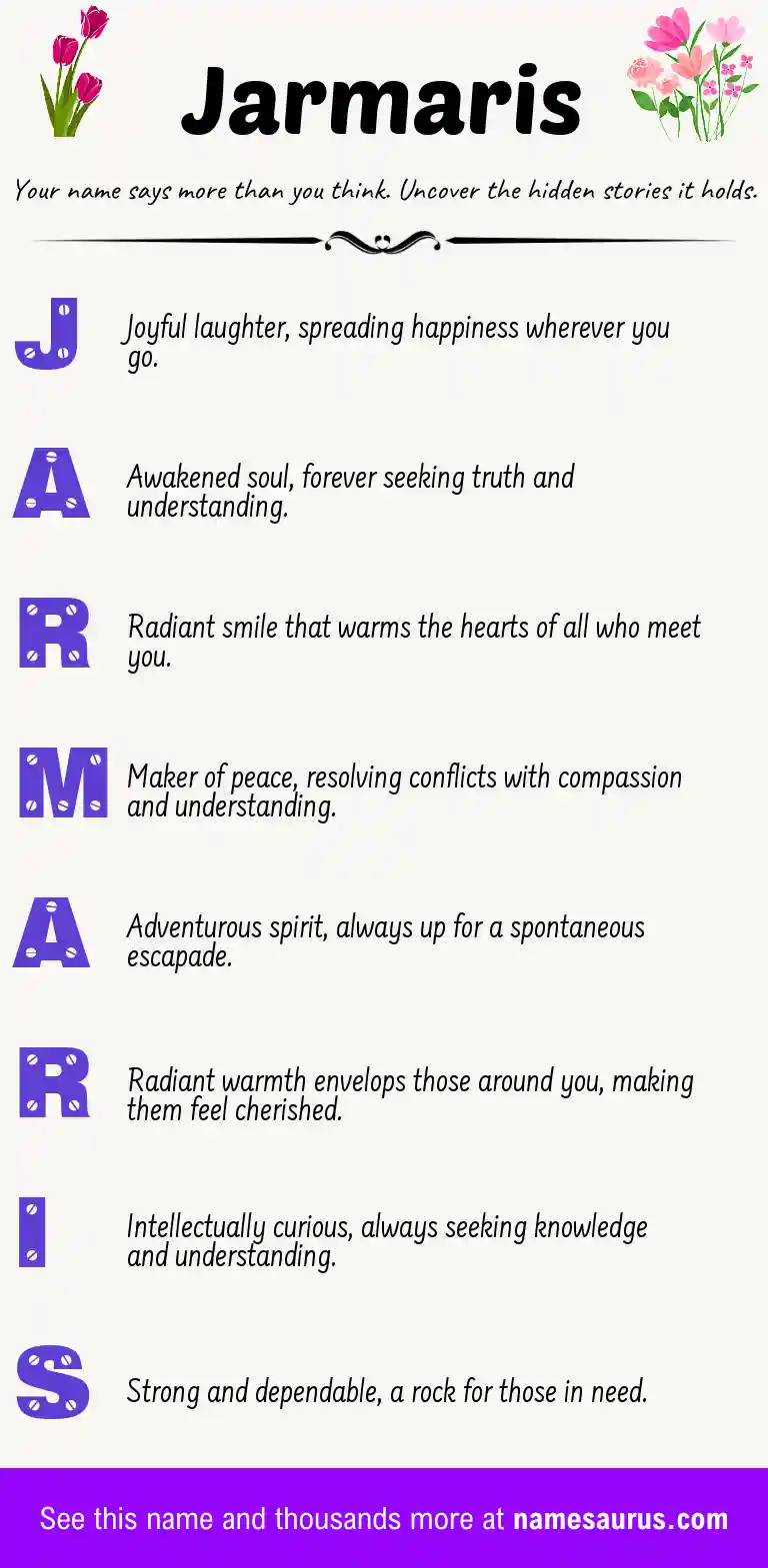 Acrostic poem about Jarmaris.