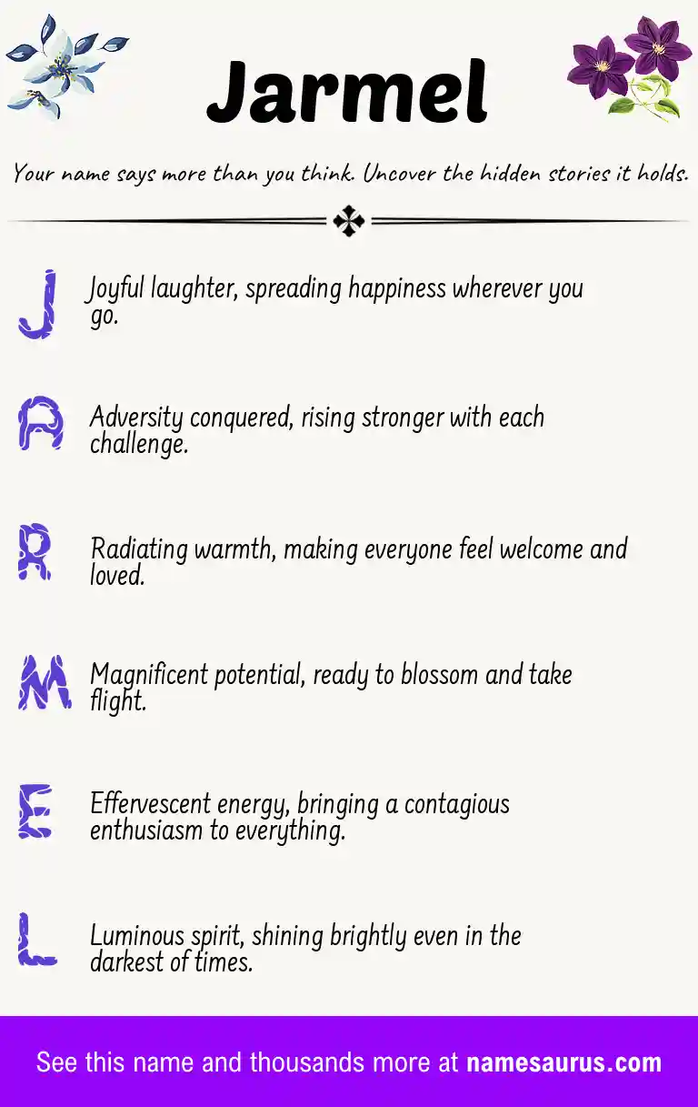 Acrostic poem about Jarmel.