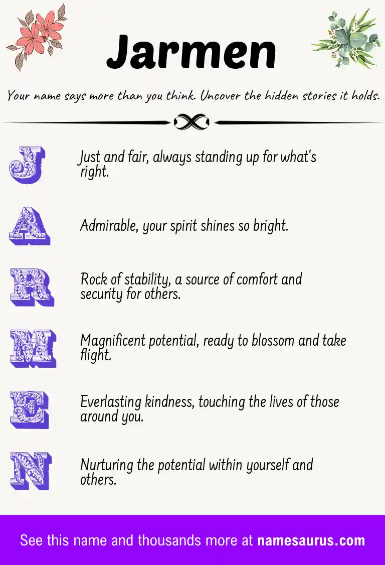 Acrostic poem about Jarmen.