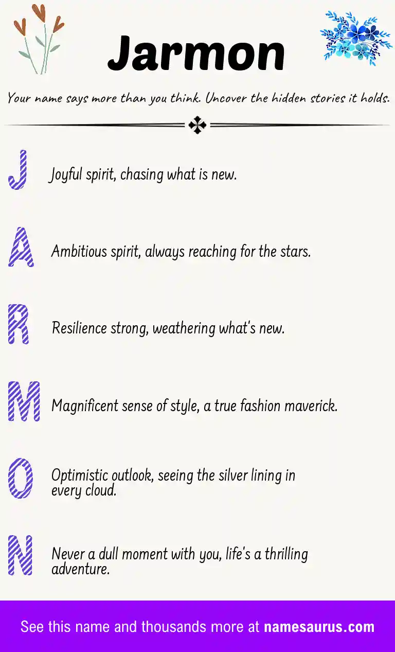 Acrostic poem about Jarmon.