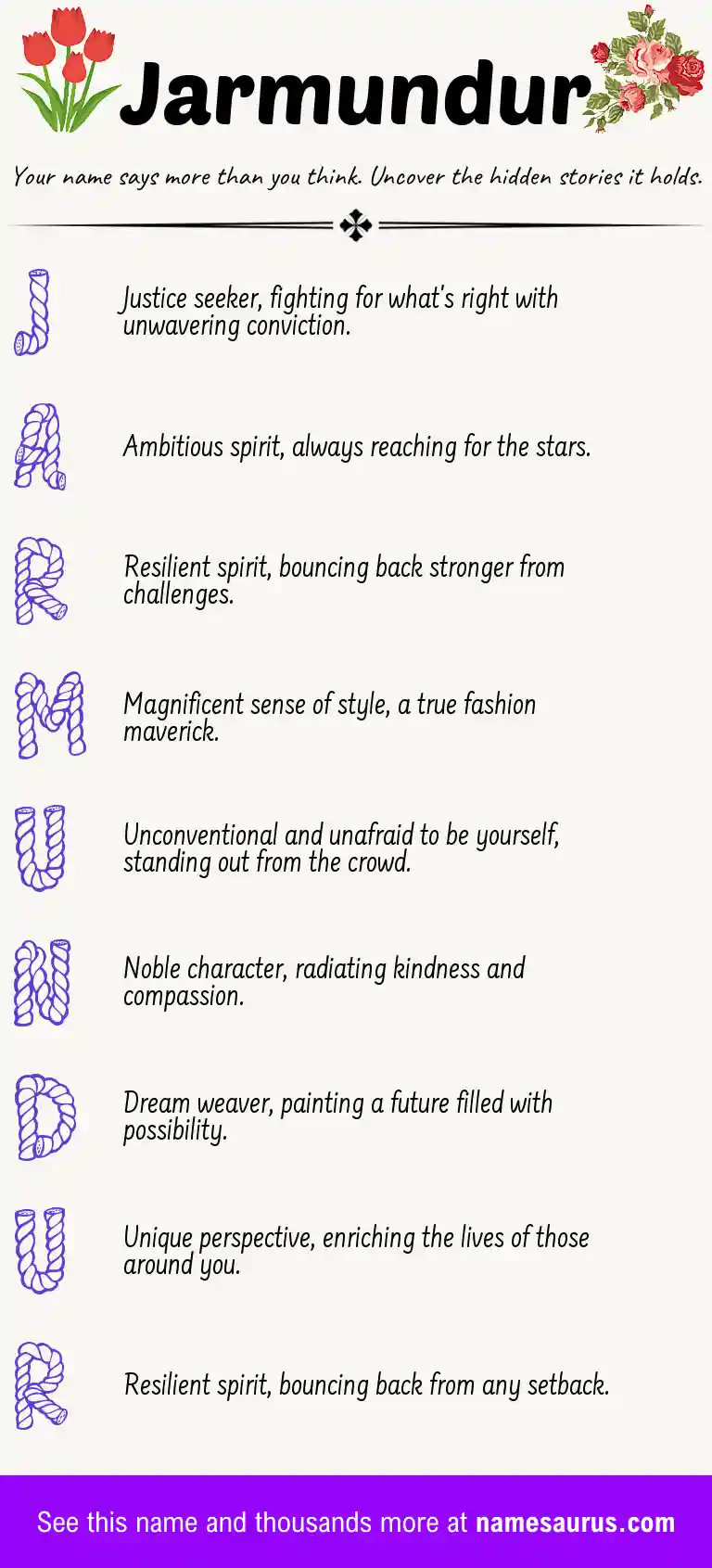 Acrostic poem about Jarmundur.