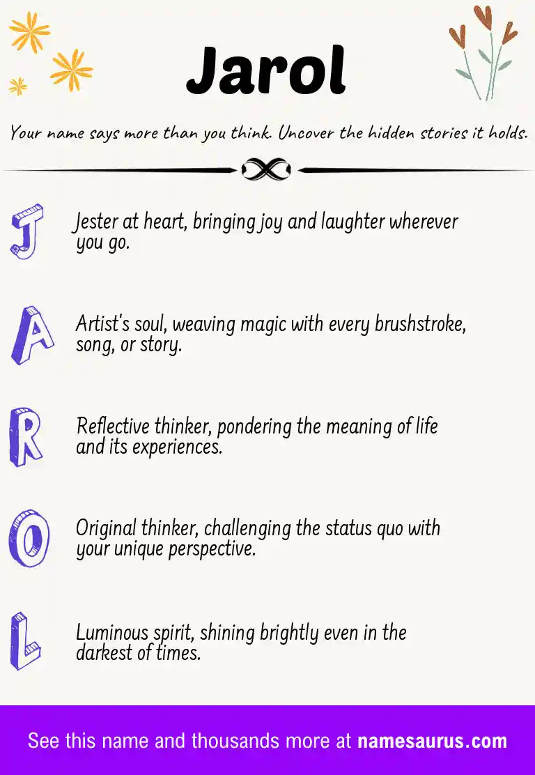 Acrostic poem about Jarol.