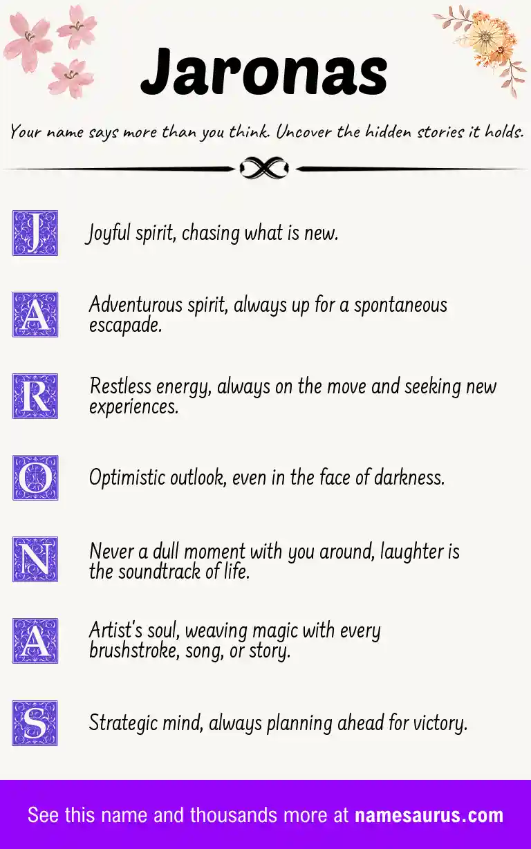Acrostic poem about Jaronas.
