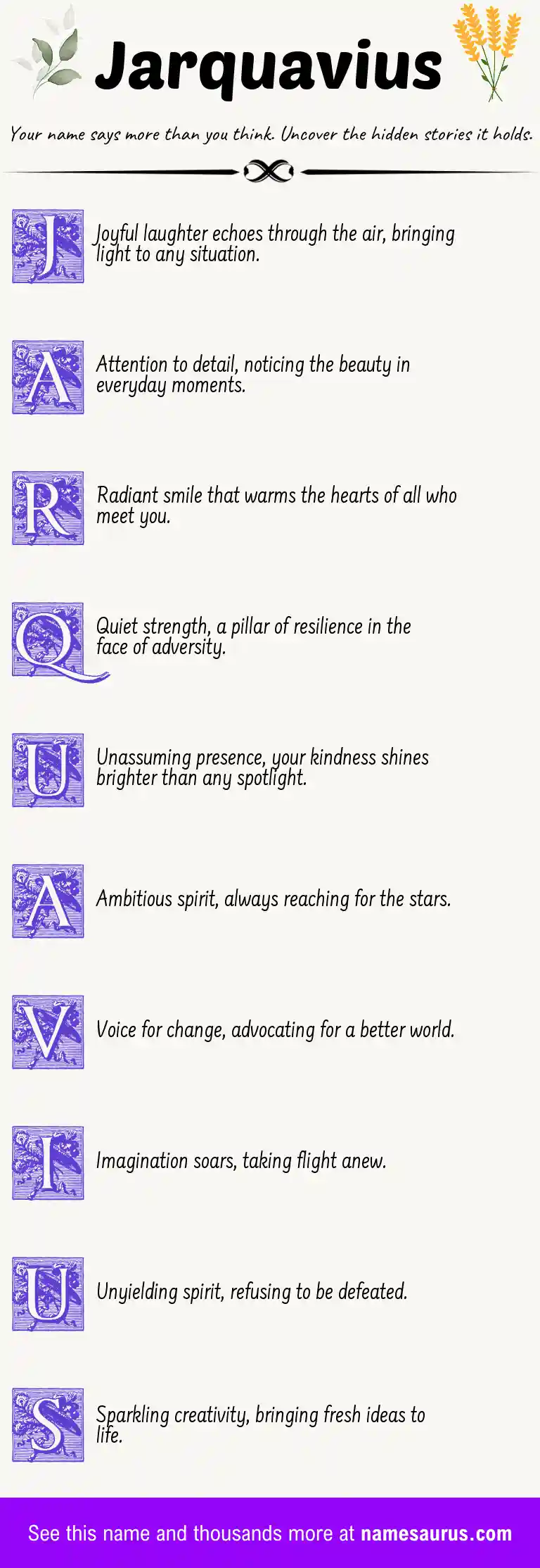 Acrostic poem about Jarquavius.