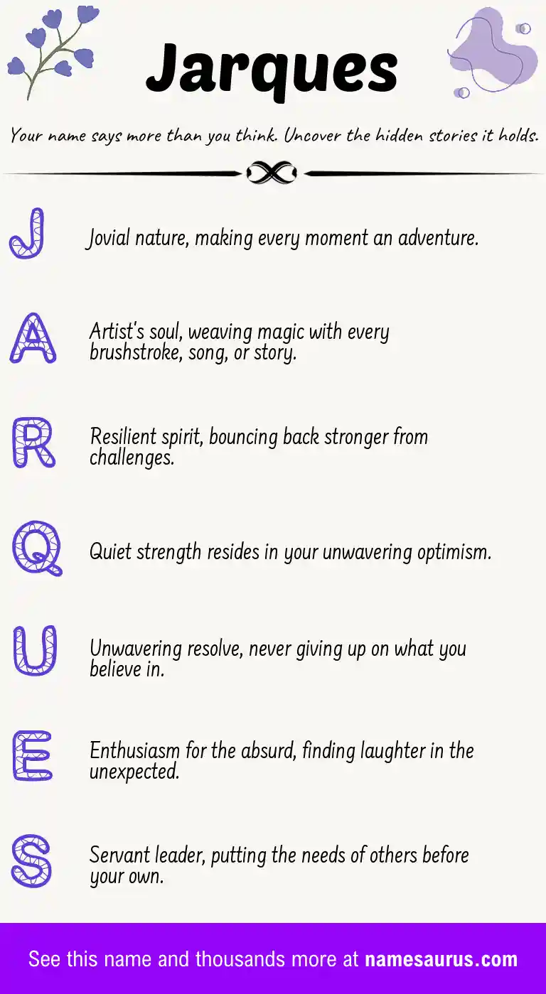 Acrostic poem about Jarques.