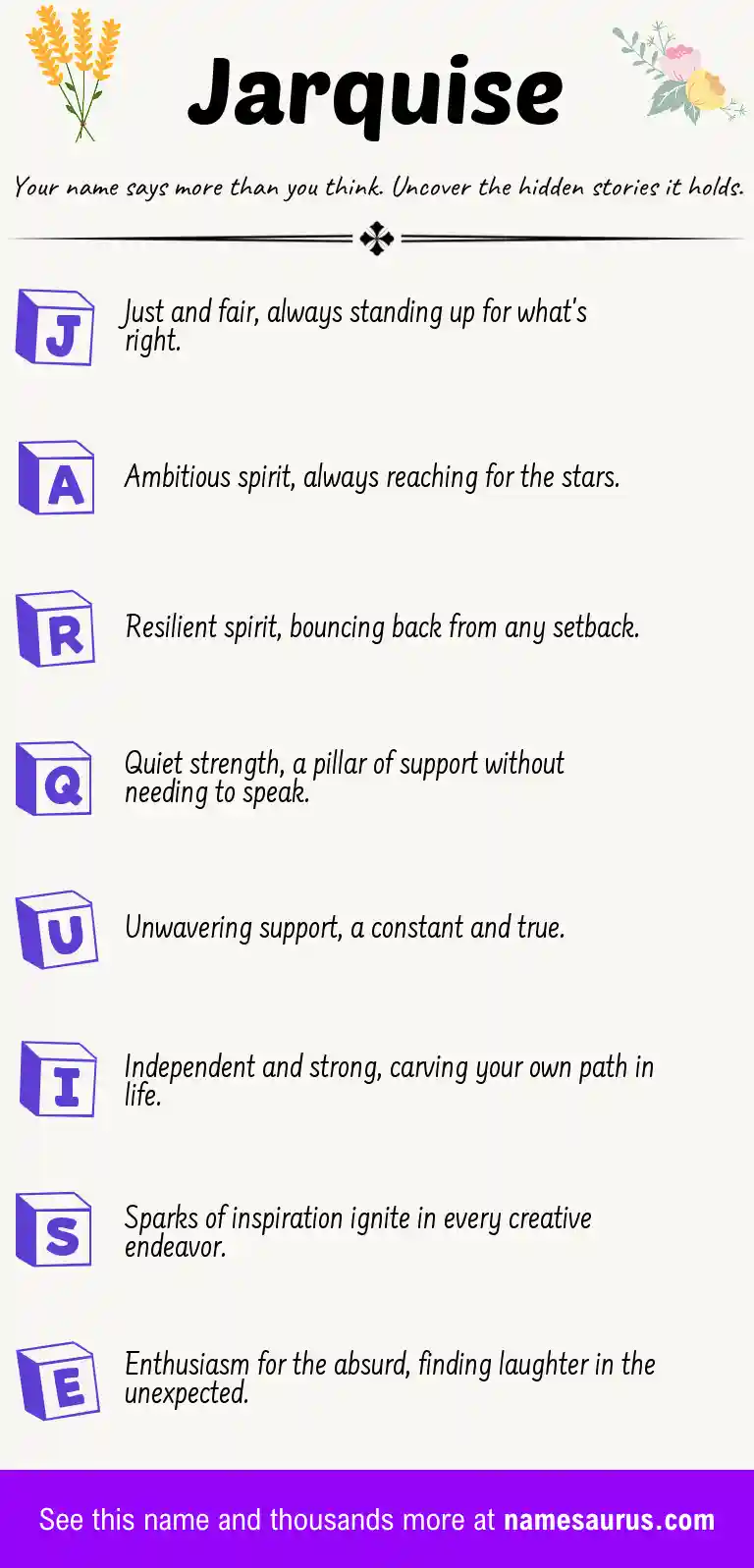 Acrostic poem about Jarquise.