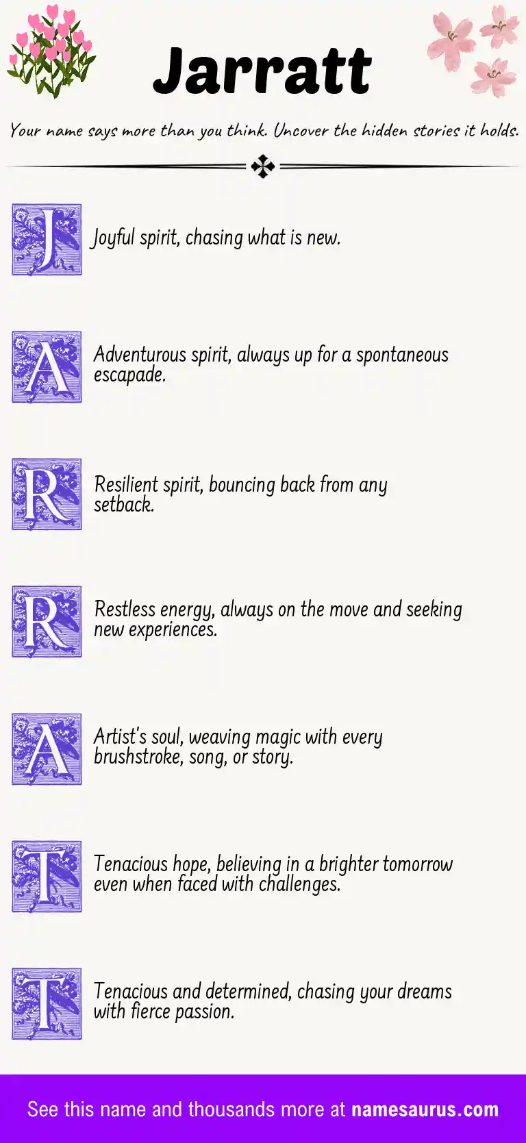 Acrostic poem about Jarratt.