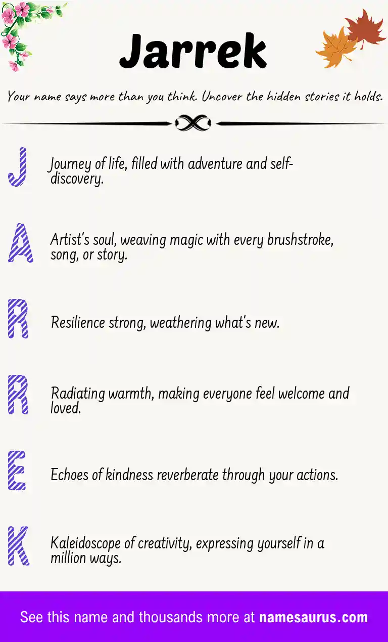 Acrostic poem about Jarrek.