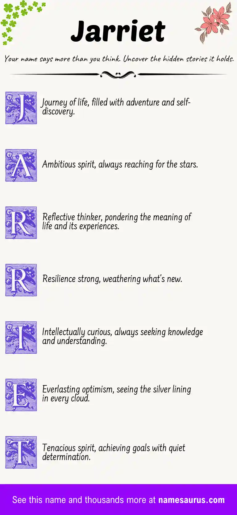 Acrostic poem about Jarriet.