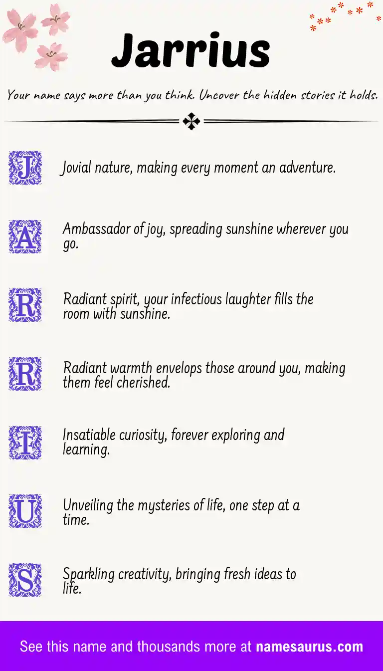 Acrostic poem about Jarrius.
