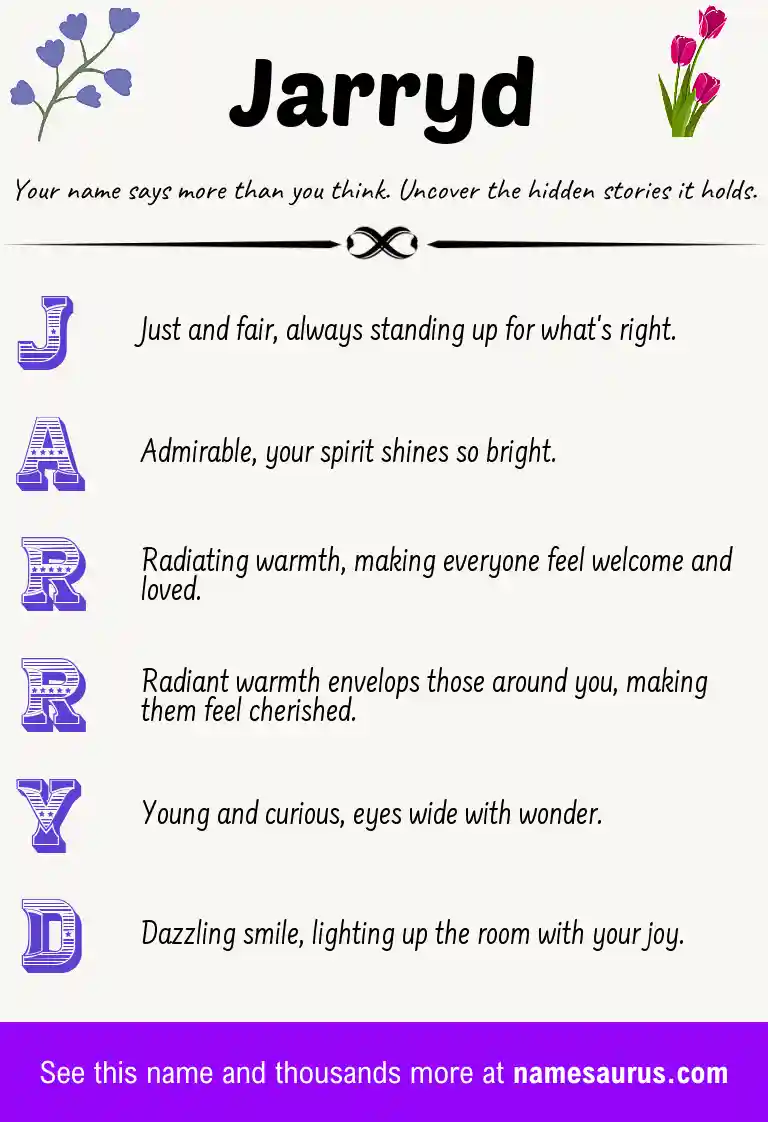 Acrostic poem about Jarryd.