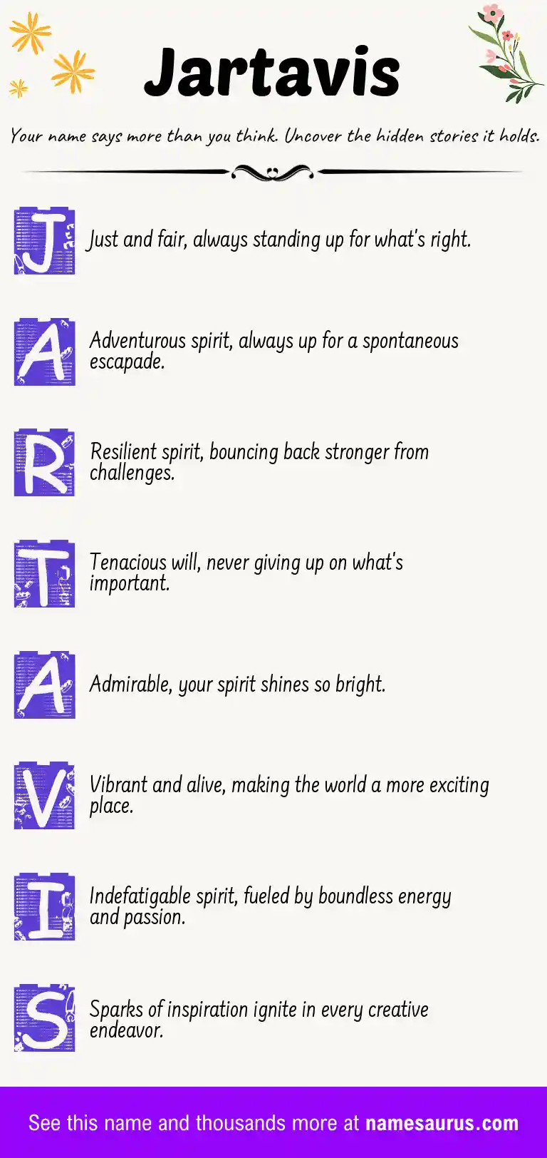 Acrostic poem about Jartavis.