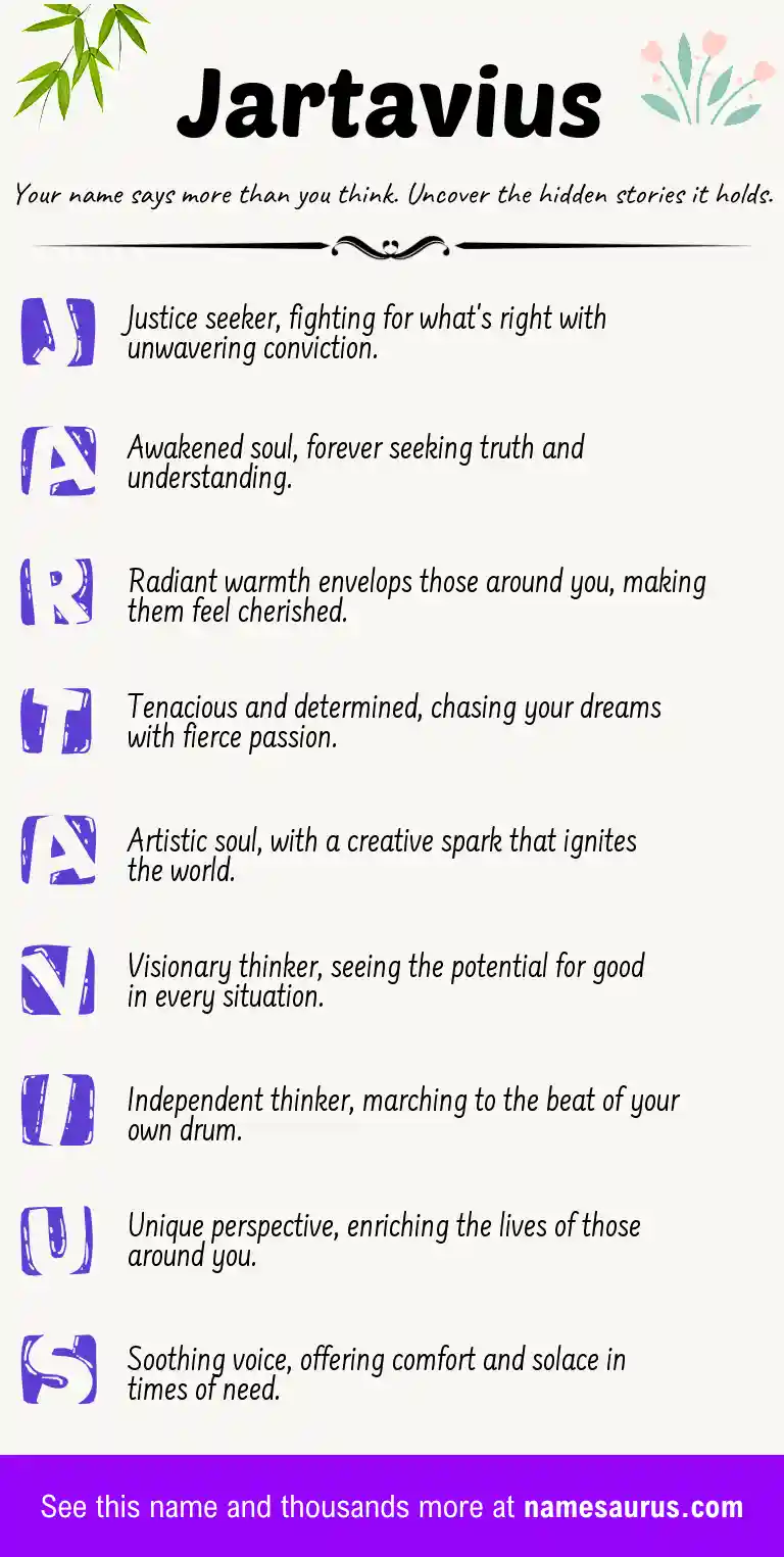 Acrostic poem about Jartavius.