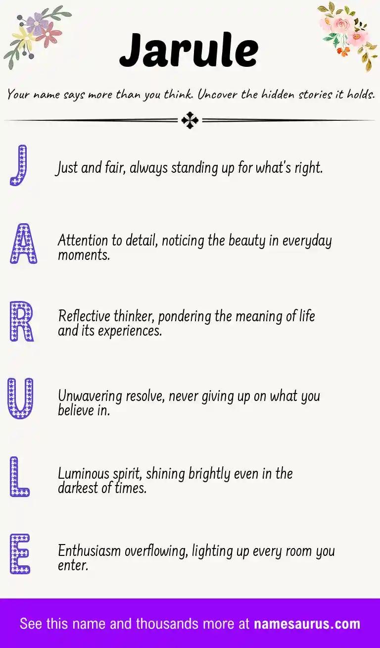 Acrostic poem about Jarule.