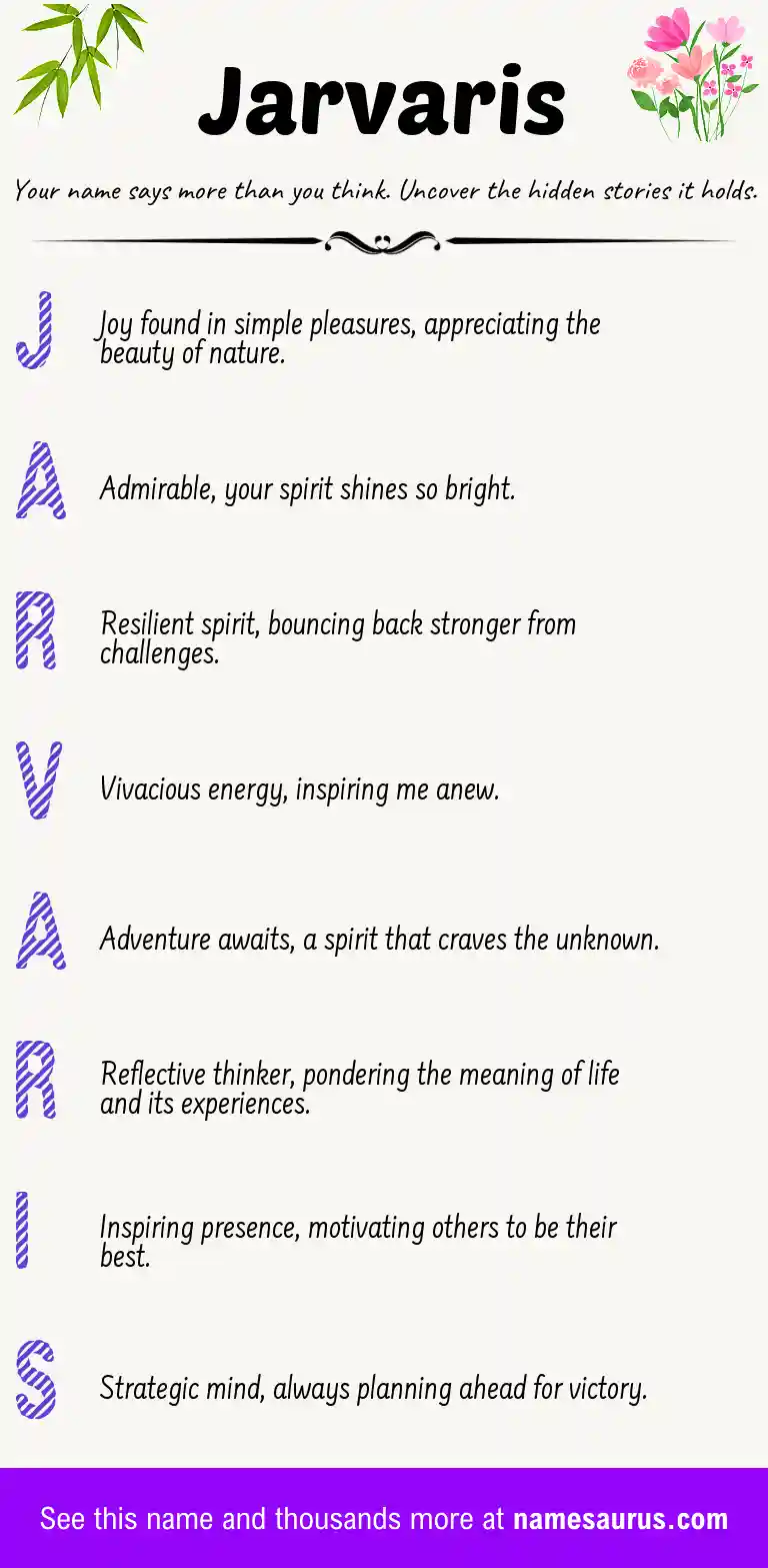 Acrostic poem about Jarvaris.