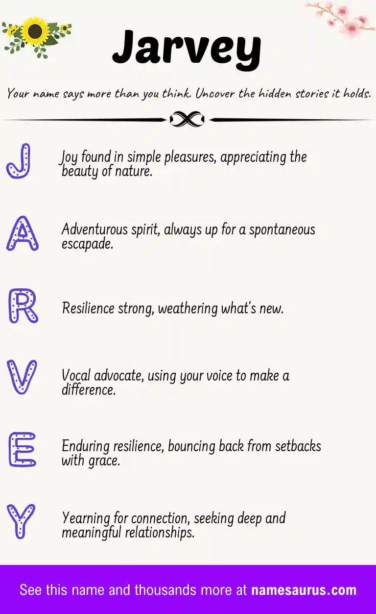 Acrostic poem about Jarvey.