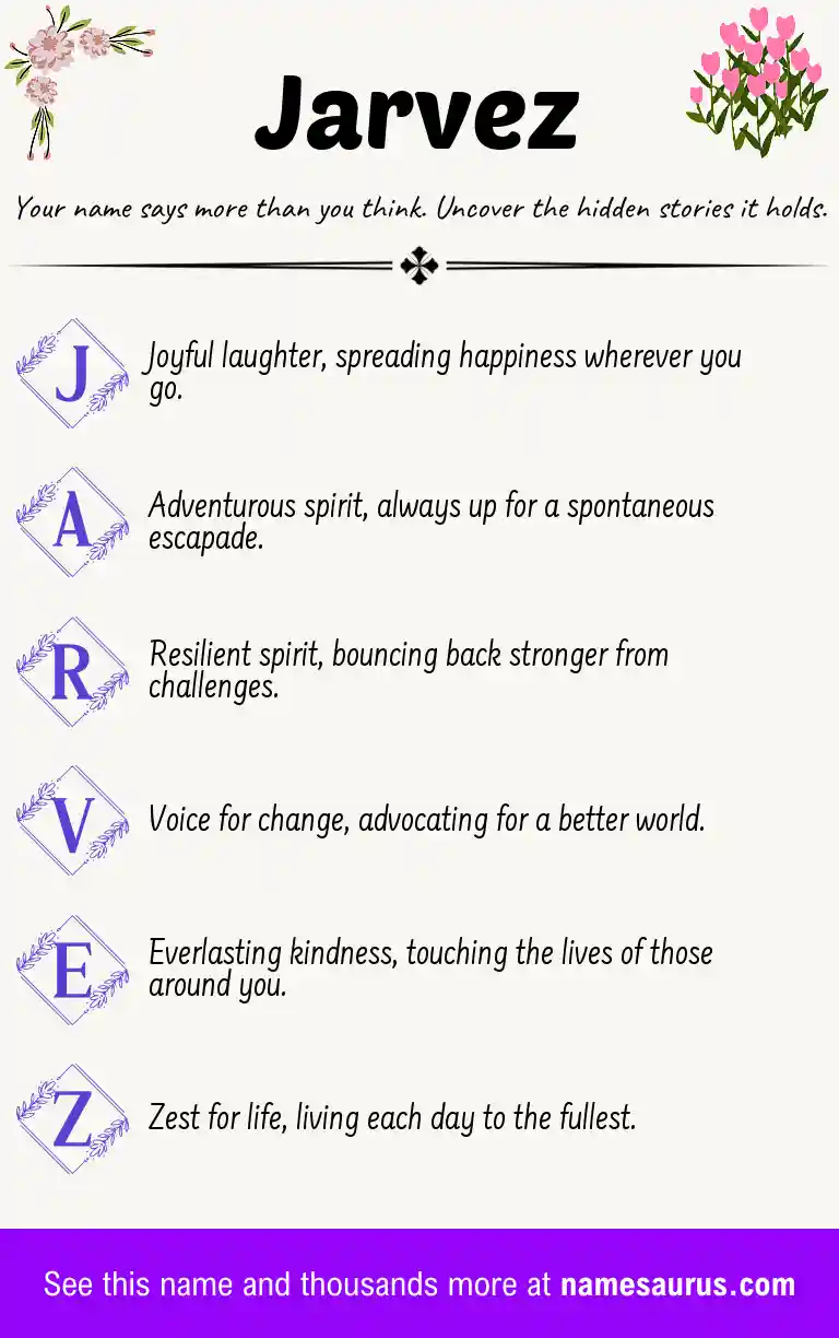 Acrostic poem about Jarvez.