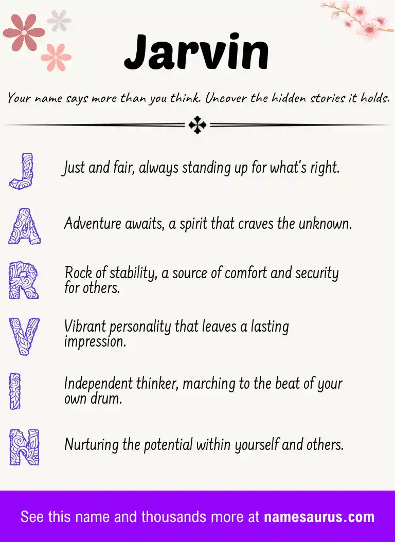 Acrostic poem about Jarvin.