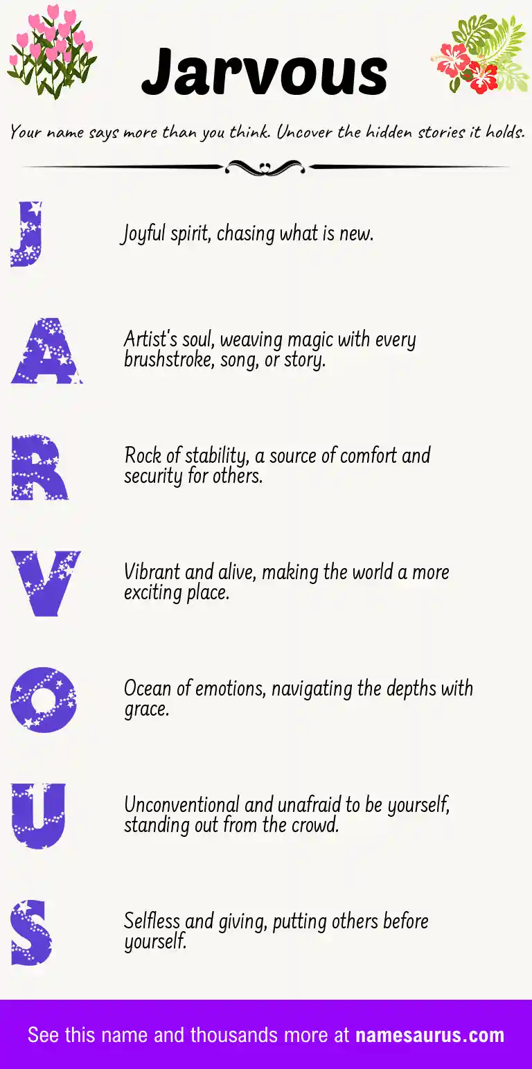 Acrostic poem about Jarvous.