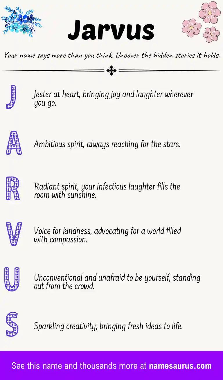 Acrostic poem about Jarvus.
