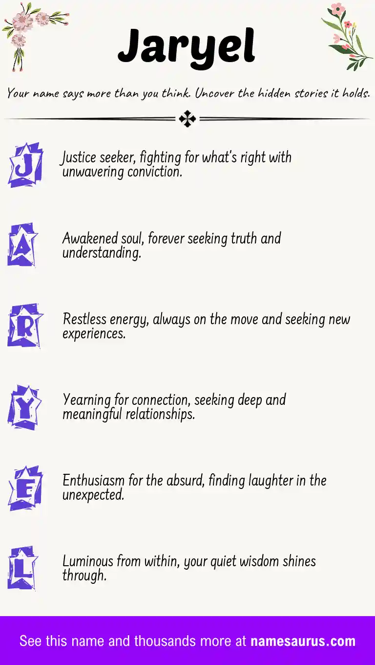 Acrostic poem about Jaryel.