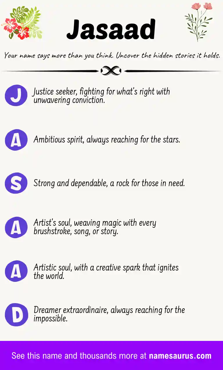 Acrostic poem about Jasaad.