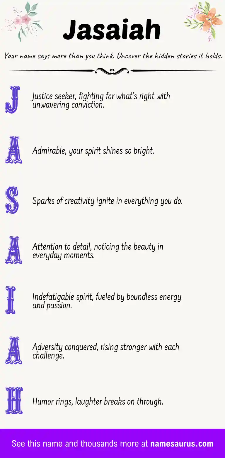 Acrostic poem about Jasaiah.