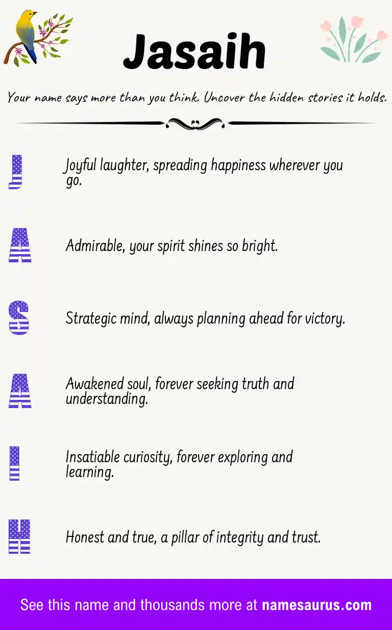 Acrostic poem about Jasaih.