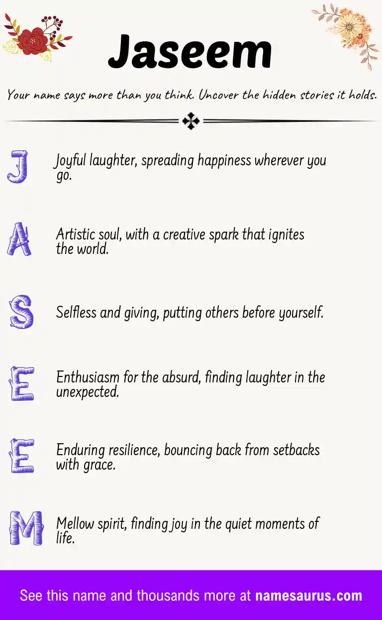Acrostic poem about Jaseem.