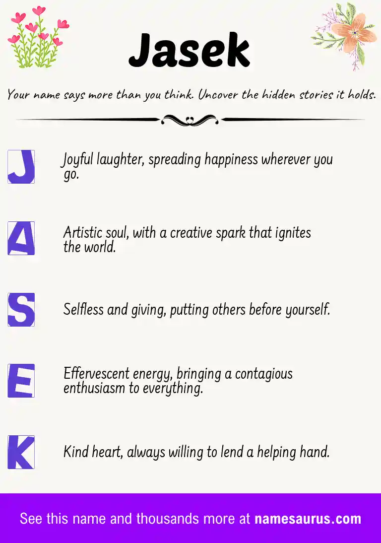 Acrostic poem about Jasek.