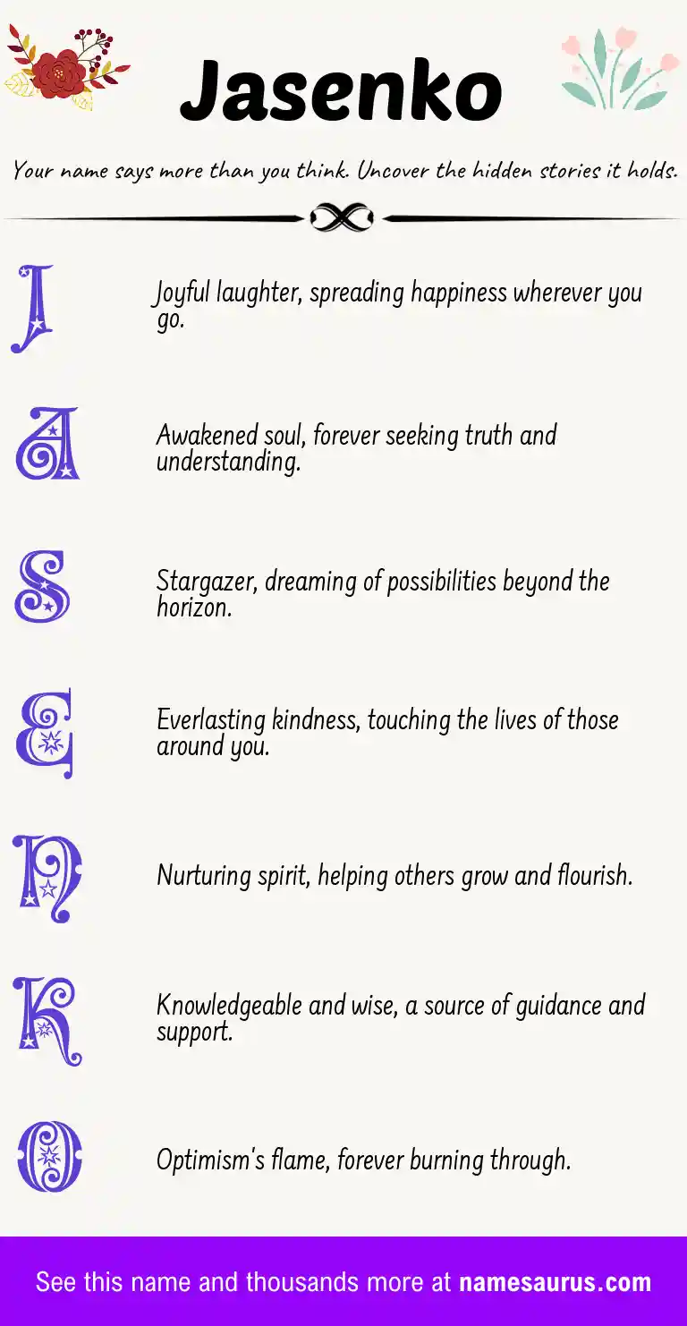 Acrostic poem about Jasenko.