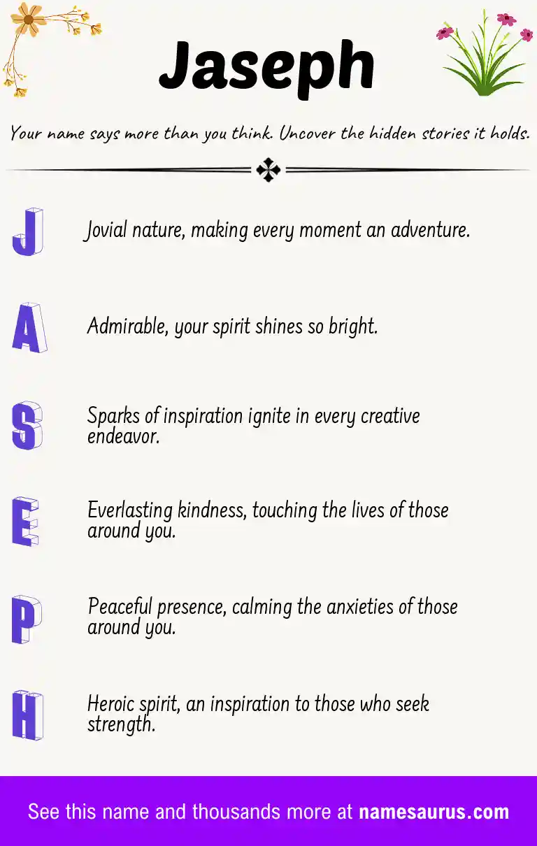 Acrostic poem about Jaseph.
