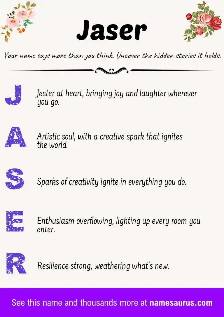 Acrostic poem about Jaser.