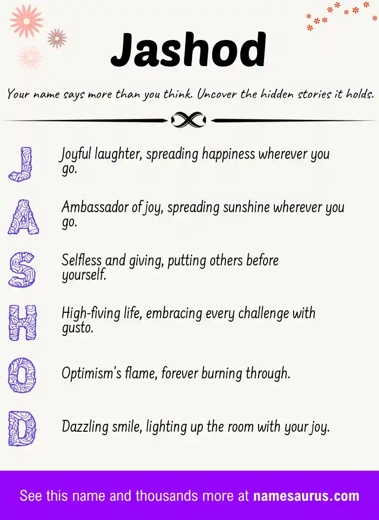 Acrostic poem about Jashod.