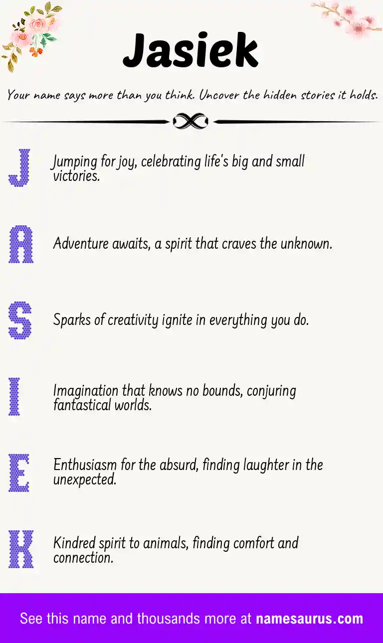 Acrostic poem about Jasiek.
