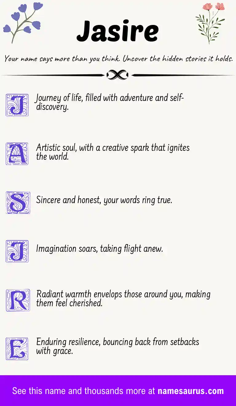 Acrostic poem about Jasire.