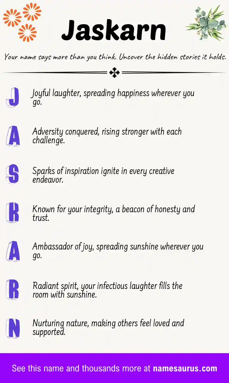 Acrostic poem about Jaskarn.