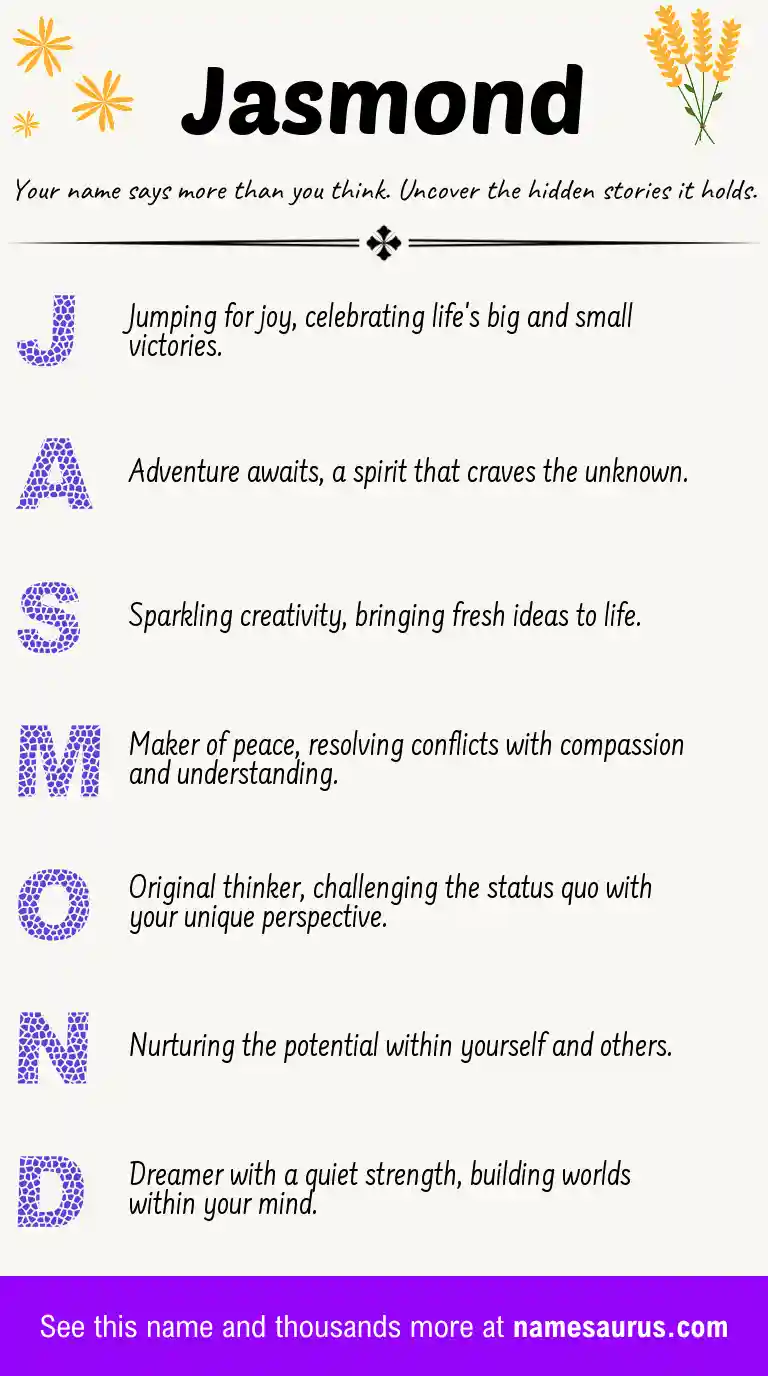 Acrostic poem about Jasmond.