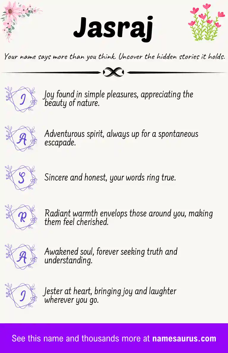 Acrostic poem about Jasraj.