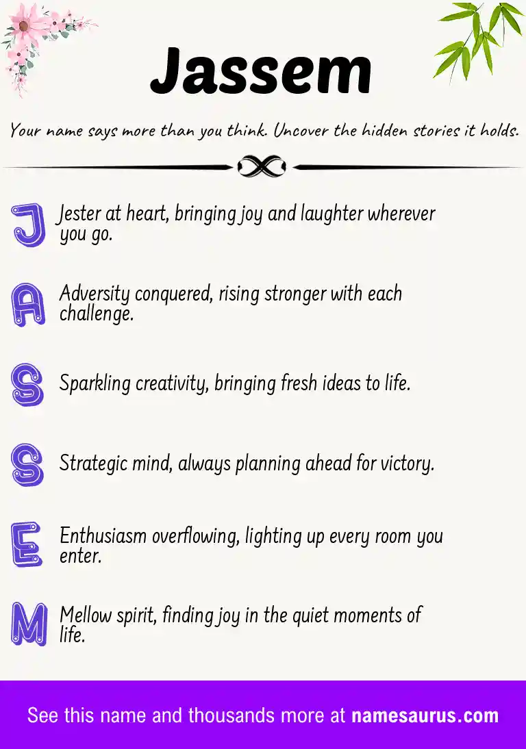 Acrostic poem about Jassem.