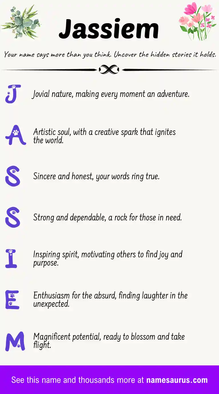 Acrostic poem about Jassiem.