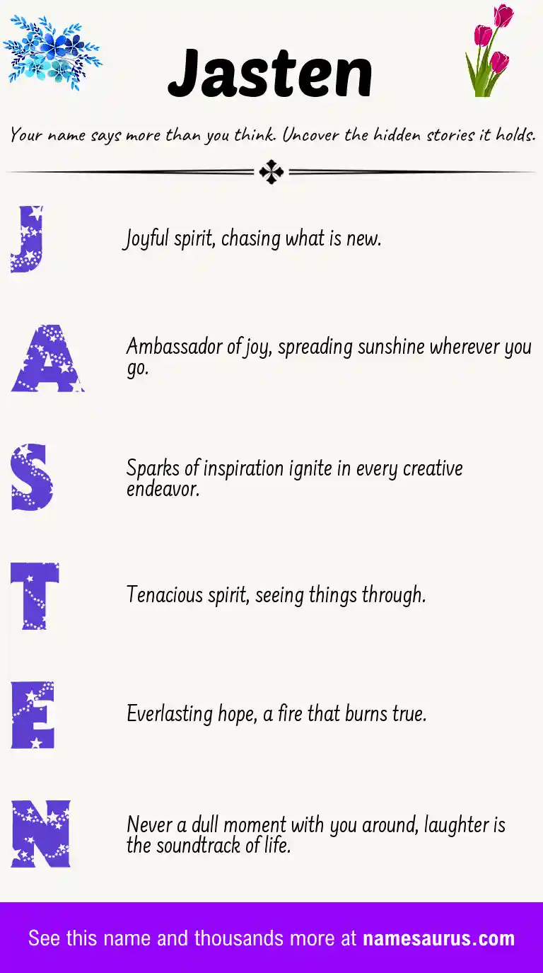Acrostic poem about Jasten.