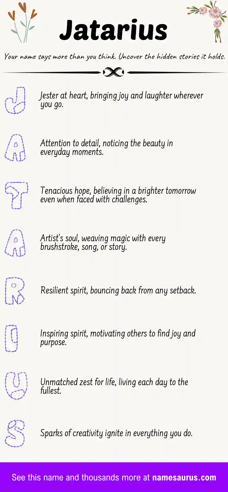 Acrostic poem about Jatarius.