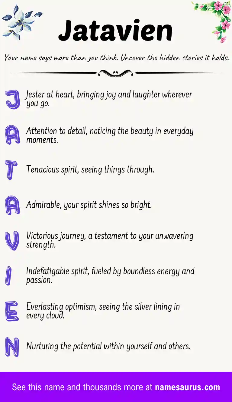 Acrostic poem about Jatavien.