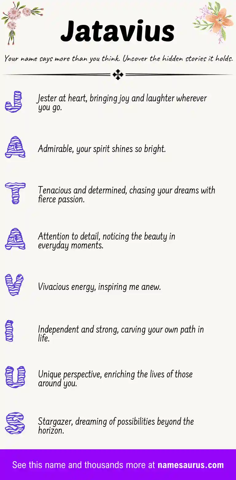 Acrostic poem about Jatavius.