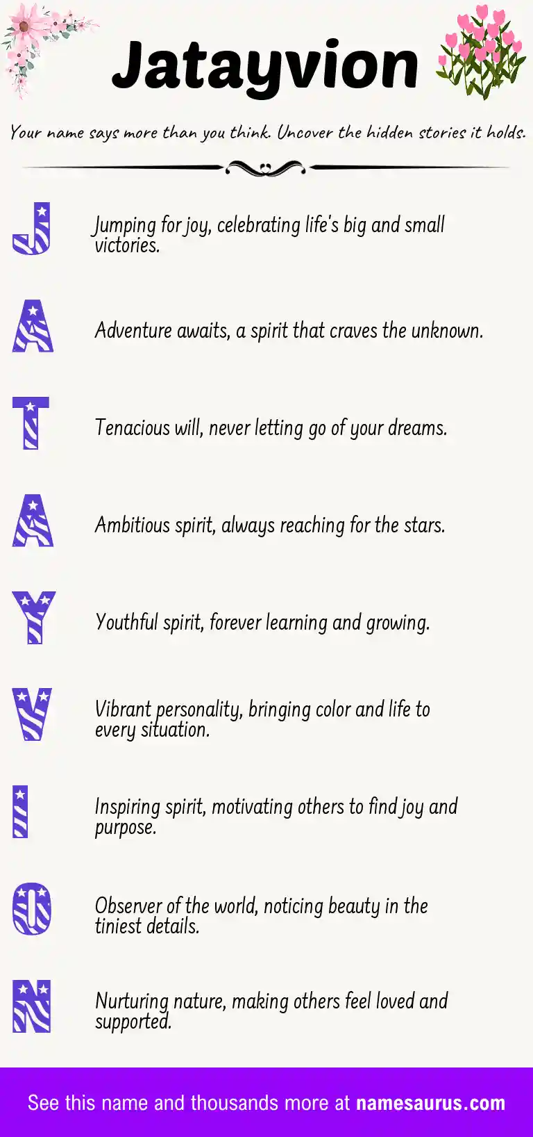 Acrostic poem about Jatayvion.