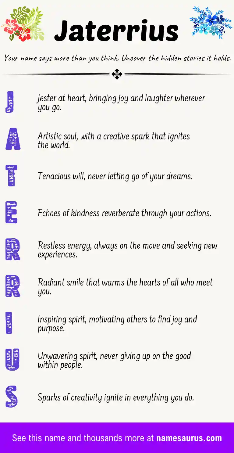 Acrostic poem about Jaterrius.