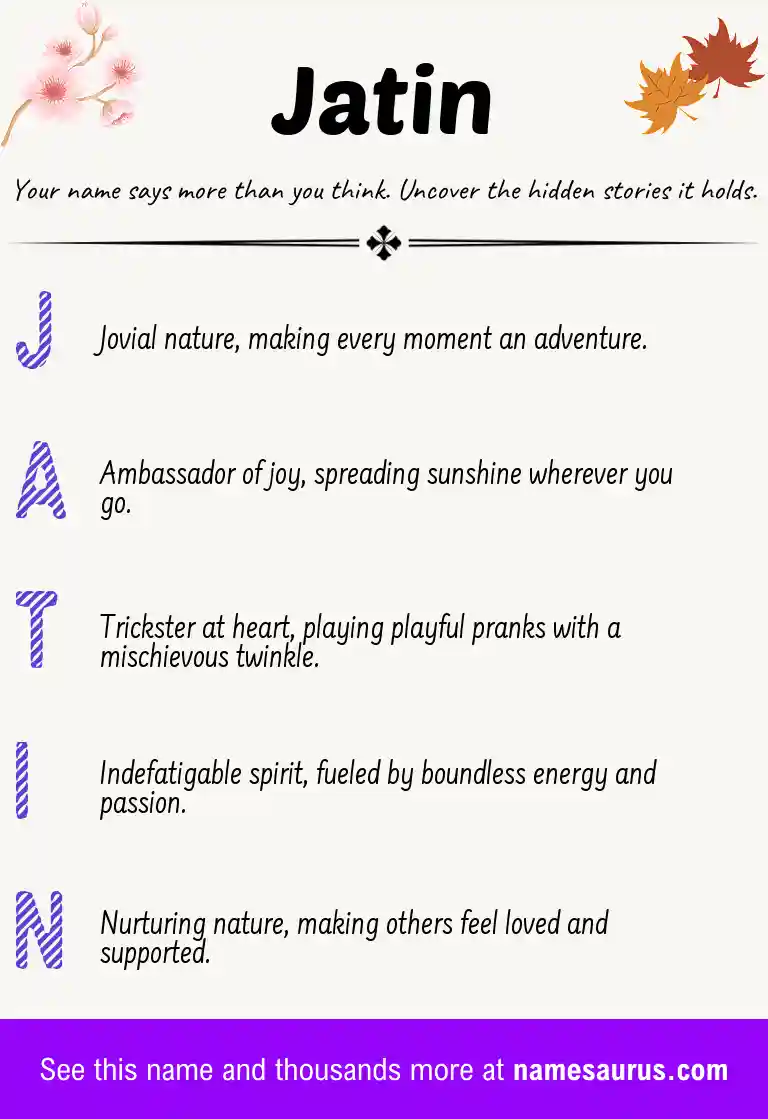 Acrostic poem about Jatin.